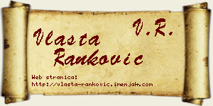Vlasta Ranković vizit kartica